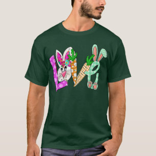 Kids Happy Easter Love Rose With Bunny Ears Funny T-Shirt