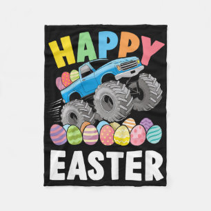Kids Happy Easter Monster Truck For Boys And Toddl Fleece Blanket
