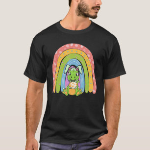 Kids Happy Easter T Rex Dino Easter Rainbow Rabbit T-Shirt