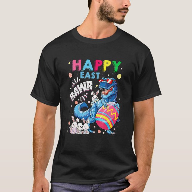 Kids Happy Eastrawr T Rex Bunny Dinosaur Easter Ki T-Shirt (Front)