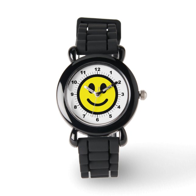 Kid's Happy face Silver Glitter Strap Watch (Front)
