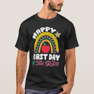 Kids Happy First Day Of 5th Grade Rainbow Back To T-Shirt