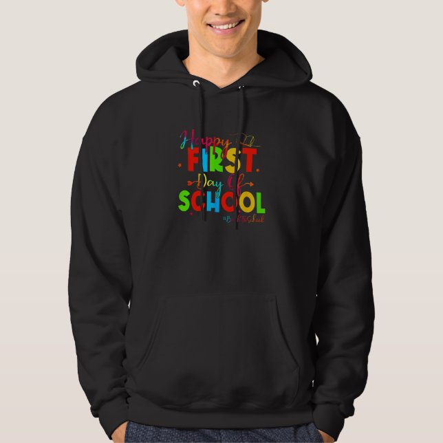 Kids Happy First Day Of School Back To School Stud Hoodie (Front)