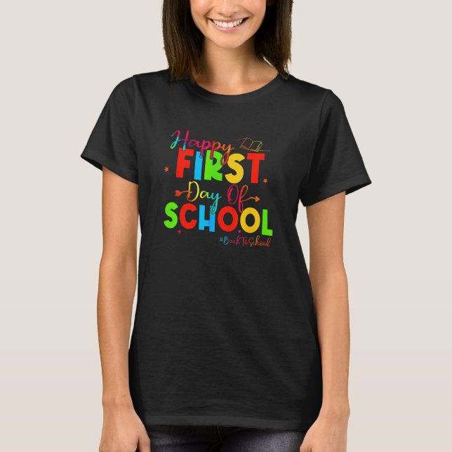 Kids Happy First Day Of School Back To School Stud T-Shirt (Front)