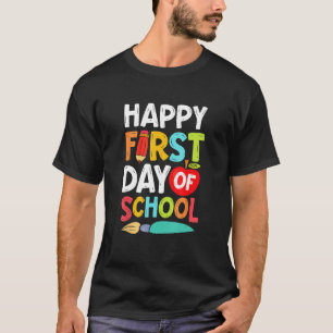 Kids Happy First Day Of School Men Women Teachers  T-Shirt