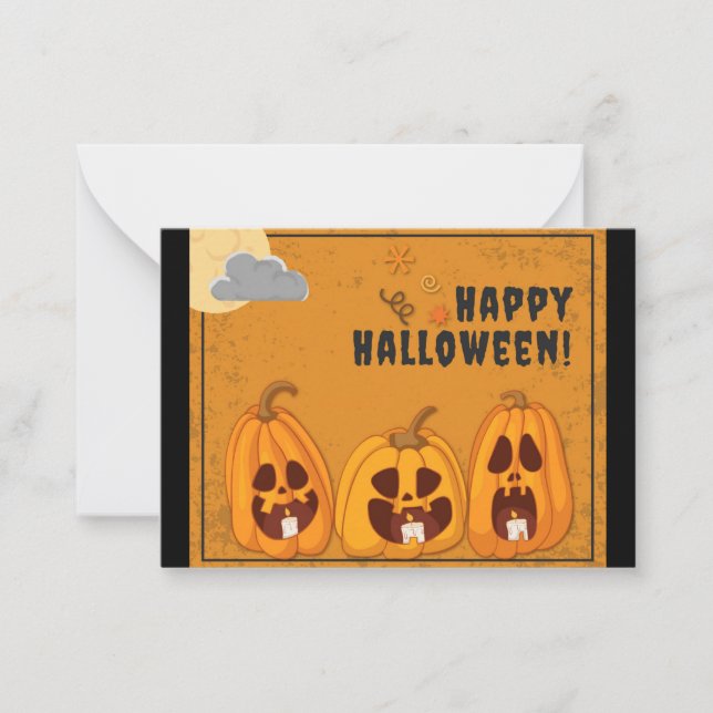 Kids Happy Halloween Spooky Pumpkin Card (Front)