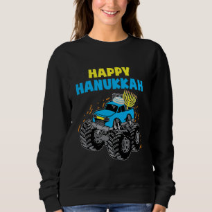 Kids Happy Hanukkah Monster Truck Jew Kids Toddler Sweatshirt
