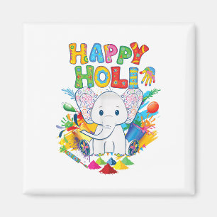Kids Happy Holi Festival India Colour Elephant Hin Magnet