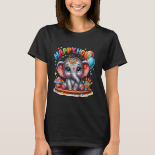Kids Happy Holi Festival India Colour Elephant Hin T-Shirt