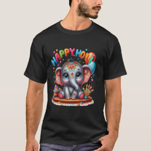 Kids Happy Holi Festival India Colour Elephant Hin T-Shirt