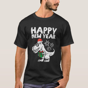 Kids Happy New Year T Rex Dino Dinosaur Christmas  T-Shirt