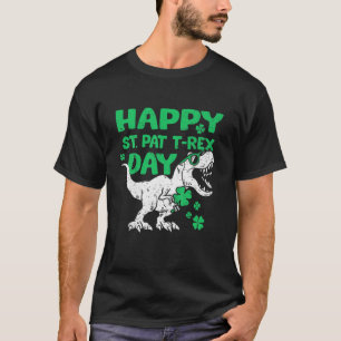 Kids Happy St Pat Rex Saint Patrick's Day Dinosaur T-Shirt