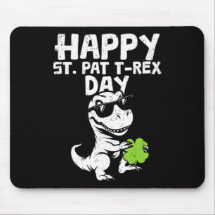 Kids Happy St Pat T-rex Day Dino Saurus St Patrick Mouse Pad