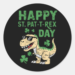 Kids Happy St Pat T Rex Day Dino St Patricks Day T Classic Round Sticker