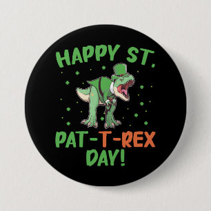 Kids Happy St Pat Trex Day Dino St Patricks Day  7.5 Cm Round Badge