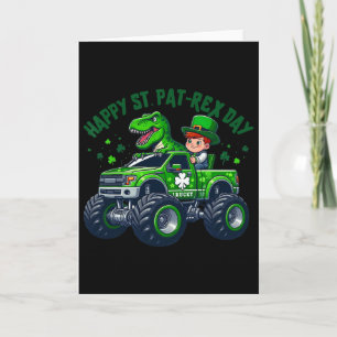 Kids Happy St Pat Trex Day Dino St Patricks Day Bo Card