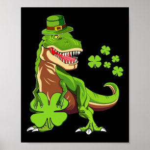 Kids Happy St Pat Trex Day Dino St Patricks Day Bo Poster
