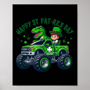 Kids Happy St Pat Trex Day Dino St Patricks Day Bo Poster
