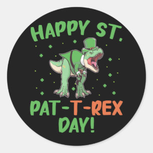 Kids Happy St Pat Trex Day Dino St Patricks Day  Classic Round Sticker