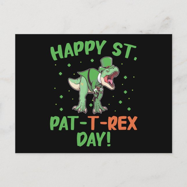 Kids Happy St Pat Trex Day Dino St Patricks Day  Postcard (Front)