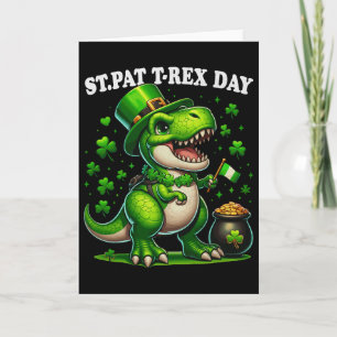 Kids Happy St Pat Trex Day Dino St Patricks Day To Card