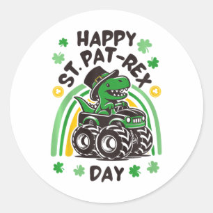 Kids Happy St Pat Trex Day Dino St Patricks Day To Classic Round Sticker