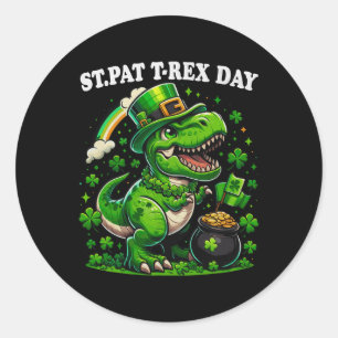 Kids Happy St Pat Trex Day Dino St Patricks Day To Classic Round Sticker