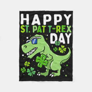 Kids Happy St Pat Trex Day Dino St Patricks Day To Fleece Blanket