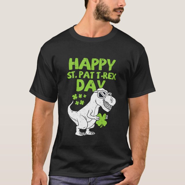 Kids Happy St Pat Trex Day Dinosaur St Patricks Da T-Shirt (Front)
