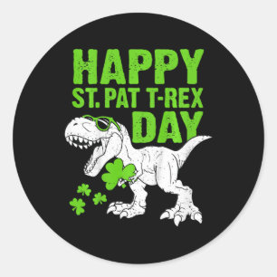 Kids Happy St Pat Trex Day St Patricks Dinosaur To Classic Round Sticker