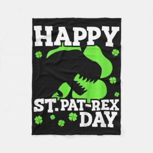 Kids Happy St Patricks Day Dinosaur T-rex Boys Tod Fleece Blanket