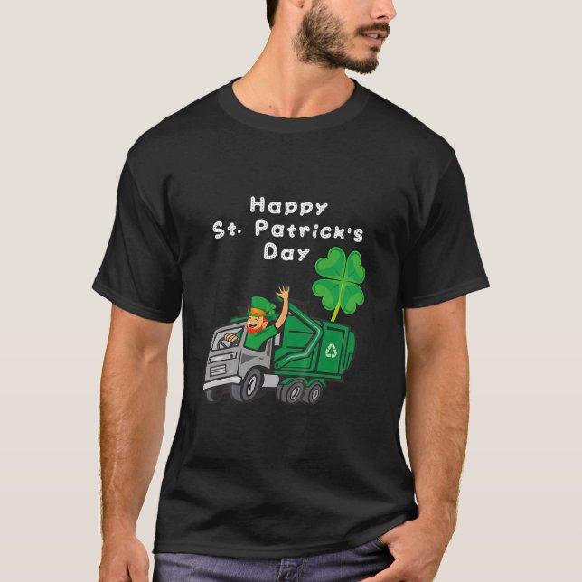 Kids Happy St Patricks Day Funny Leprechaun Drivin T-Shirt (Front)