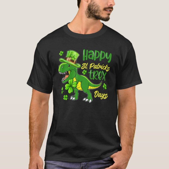 Kids Happy St Patricks Trex Day Cute Dinosaur Luck T-Shirt (Front)