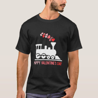 Kids Happy Valentines Day Cute Hearts Train V-Day T-Shirt