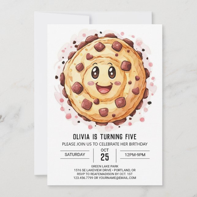 Kids Happy Whimsical Cookies Birthday Invitation (Front)