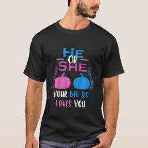 Kids He Or She Your Big Sis Loves You Gender Revea T-Shirt