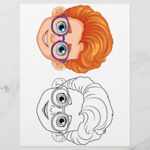 Kids head colouring page
