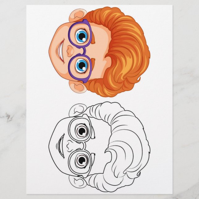 Kids head  colouring page (Front)