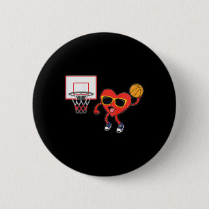 Kids Heart Dunk Bysketbyll Player Valentines Day L 6 Cm Round Badge
