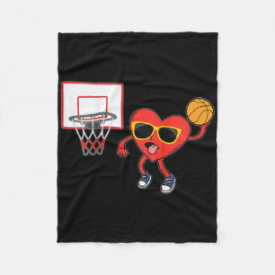 Kids Heart Dunk Bysketbyll Player Valentines Day L Fleece Blanket