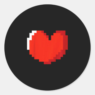 Kids Heart Pixel Art Valentines Day Love Gaming Vi Classic Round Sticker