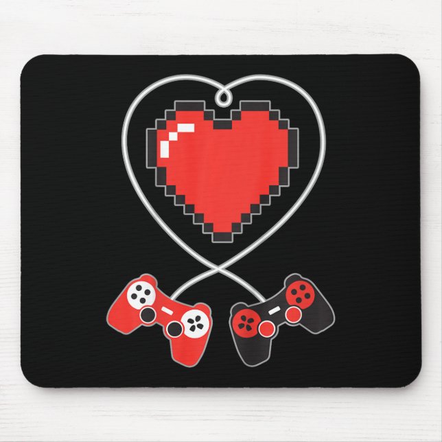 Kids Heart Pixel Art Video-game Controller Valenti Mouse Pad (Front)