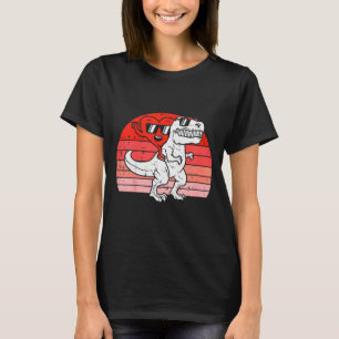 Kids Heart Riding Trex Dino Valentine Toddler Boys T-Shirt