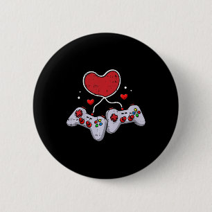 Kids Heart Video-Game Controller Valentines Day Co 6 Cm Round Badge