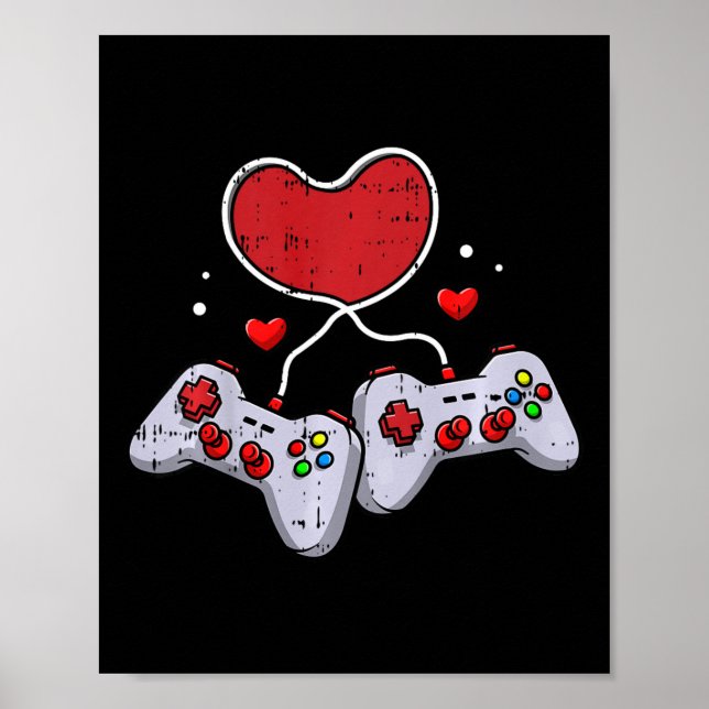Kids Heart Video-game Controller Valentines Day Co Poster (Front)