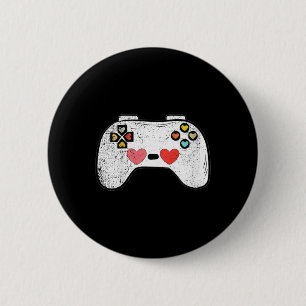 Kids Heart Video-game Controller Valentines Day Cu 6 Cm Round Badge
