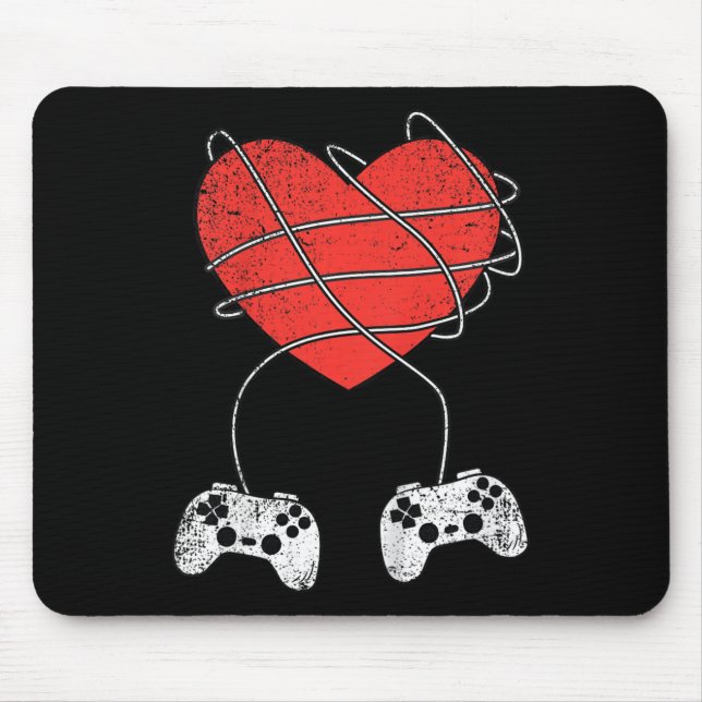 Kids Heart Video-game Controller Valentines Day Cu Mouse Pad (Front)