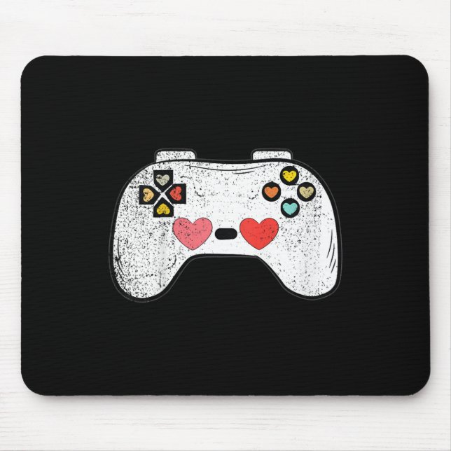 Kids Heart Video-game Controller Valentines Day Cu Mouse Pad (Front)
