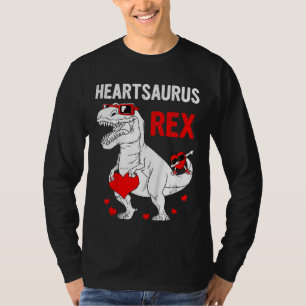 Kids Heartsaurus Rex Dab Heart Dino Toddler Boys V T-Shirt