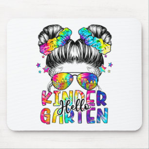 Kids Hello Kindergarten Messy Hair Bun Girl Ck To  Mouse Pad